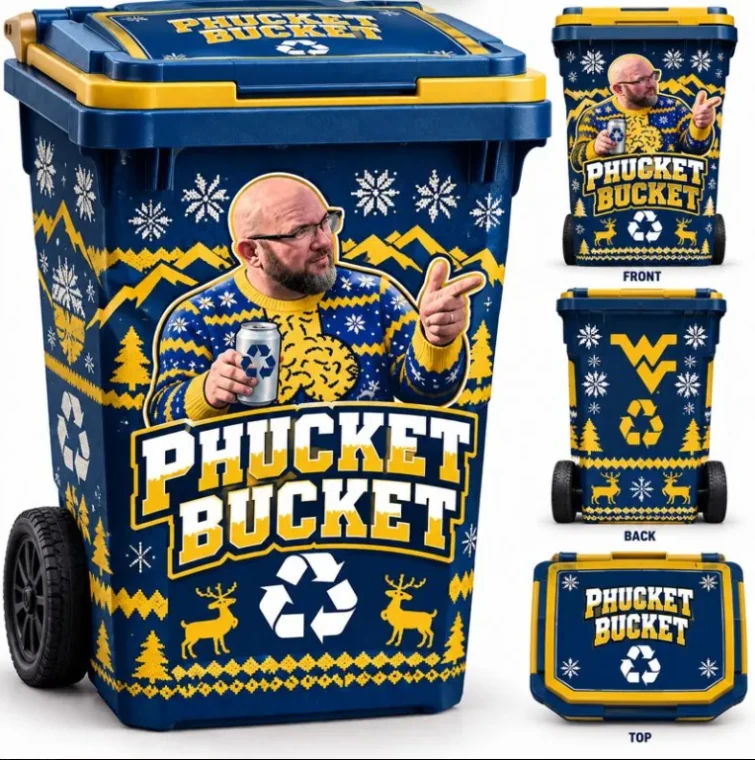 The Phucket Bucket shown from the front, back and top
